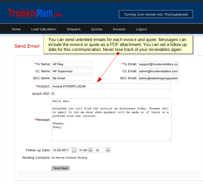 trucking software email system