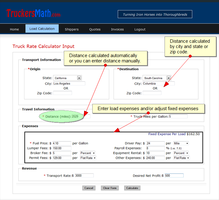 Truck Payoff Calculator